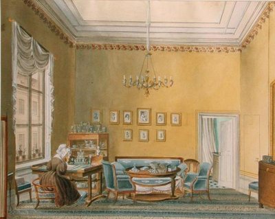 Interior of Boratynskys House in Moscow, 1830s by Russian School